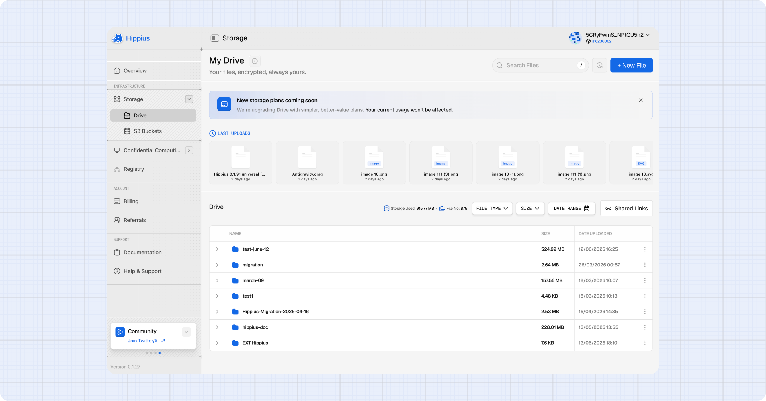 The Drive page in the console