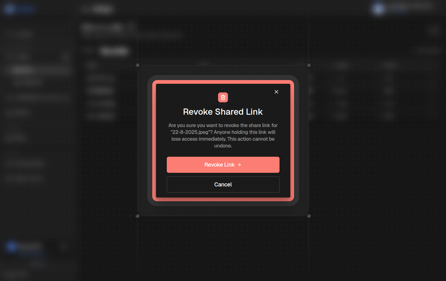 Revoke confirmation dialog