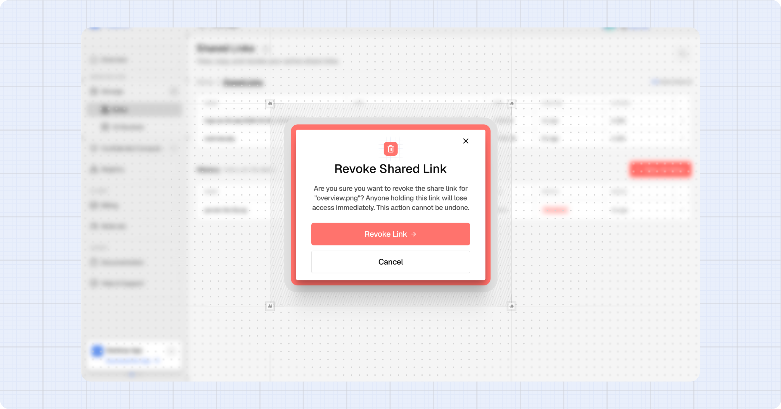 Revoke confirmation dialog