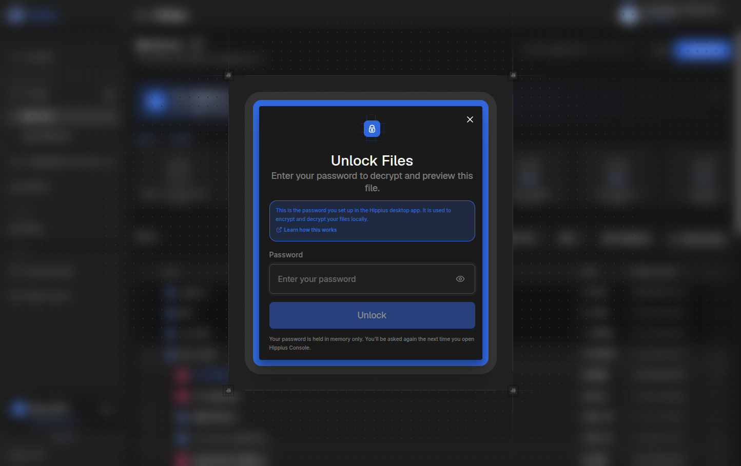Unlock password prompt