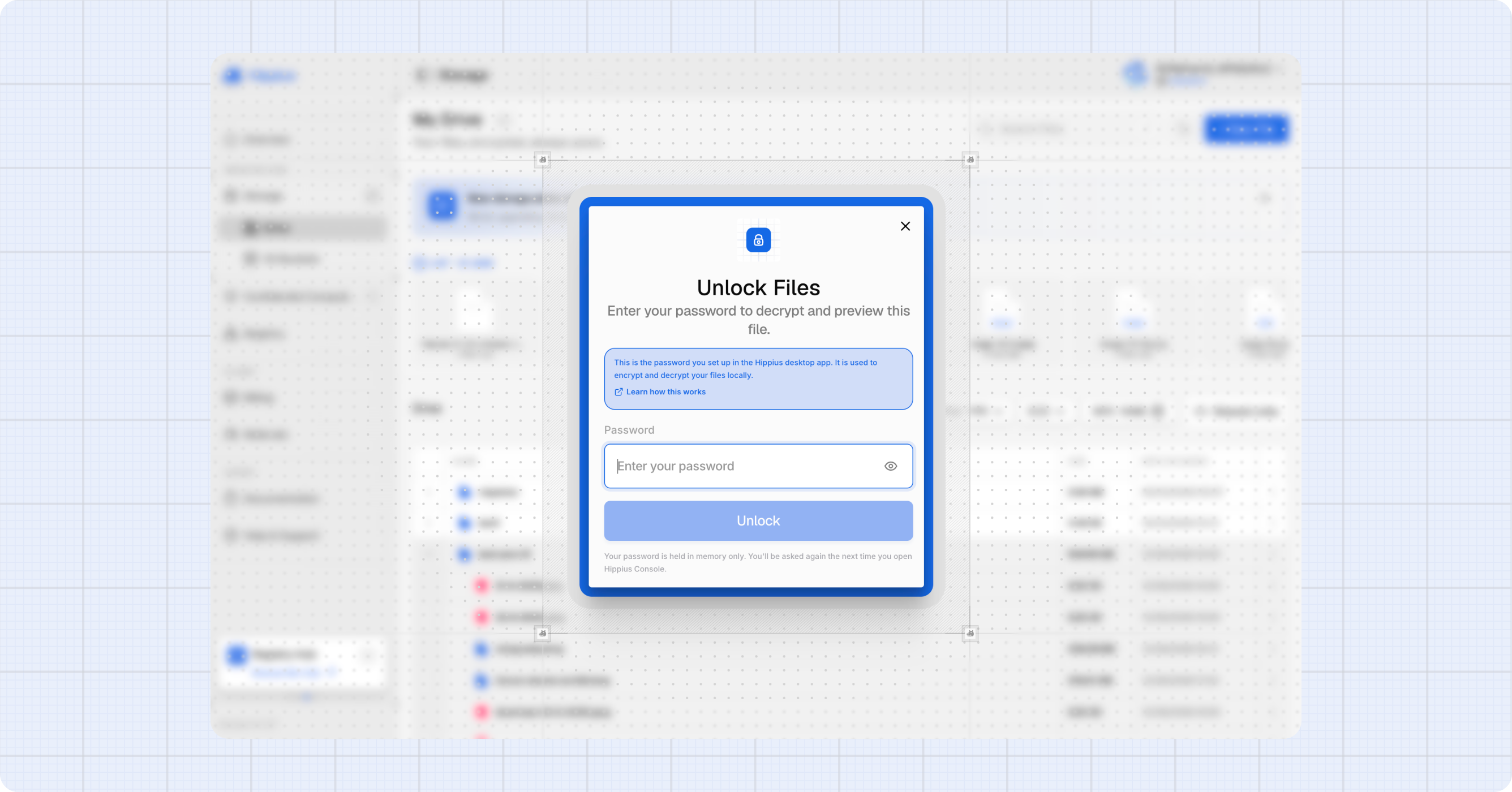 Unlock password prompt