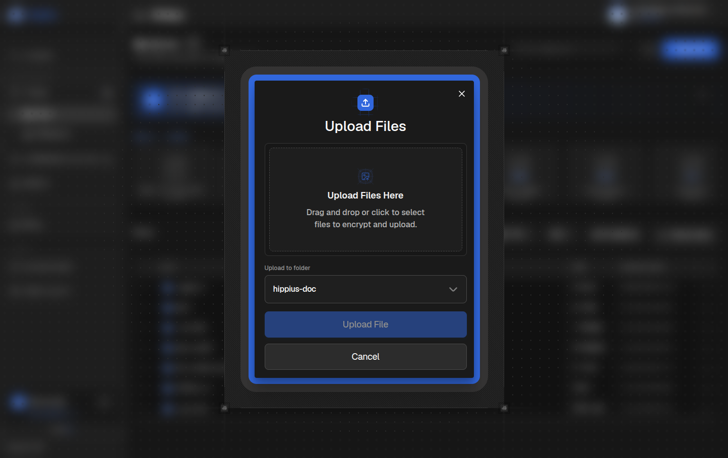 The Upload Files dialog