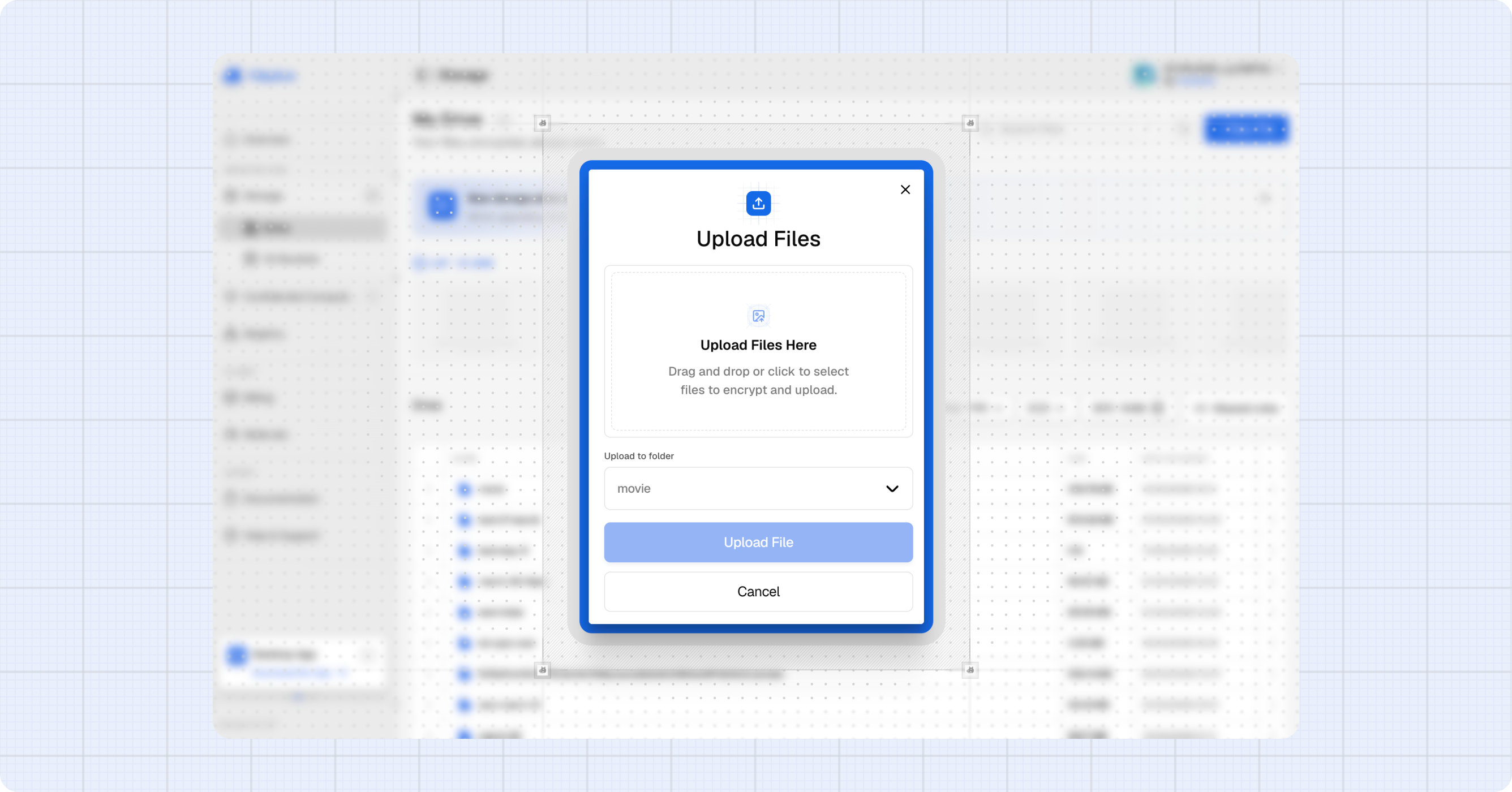 The Upload Files dialog