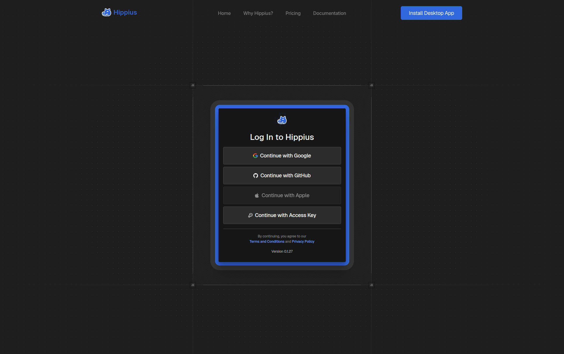 The console login screen