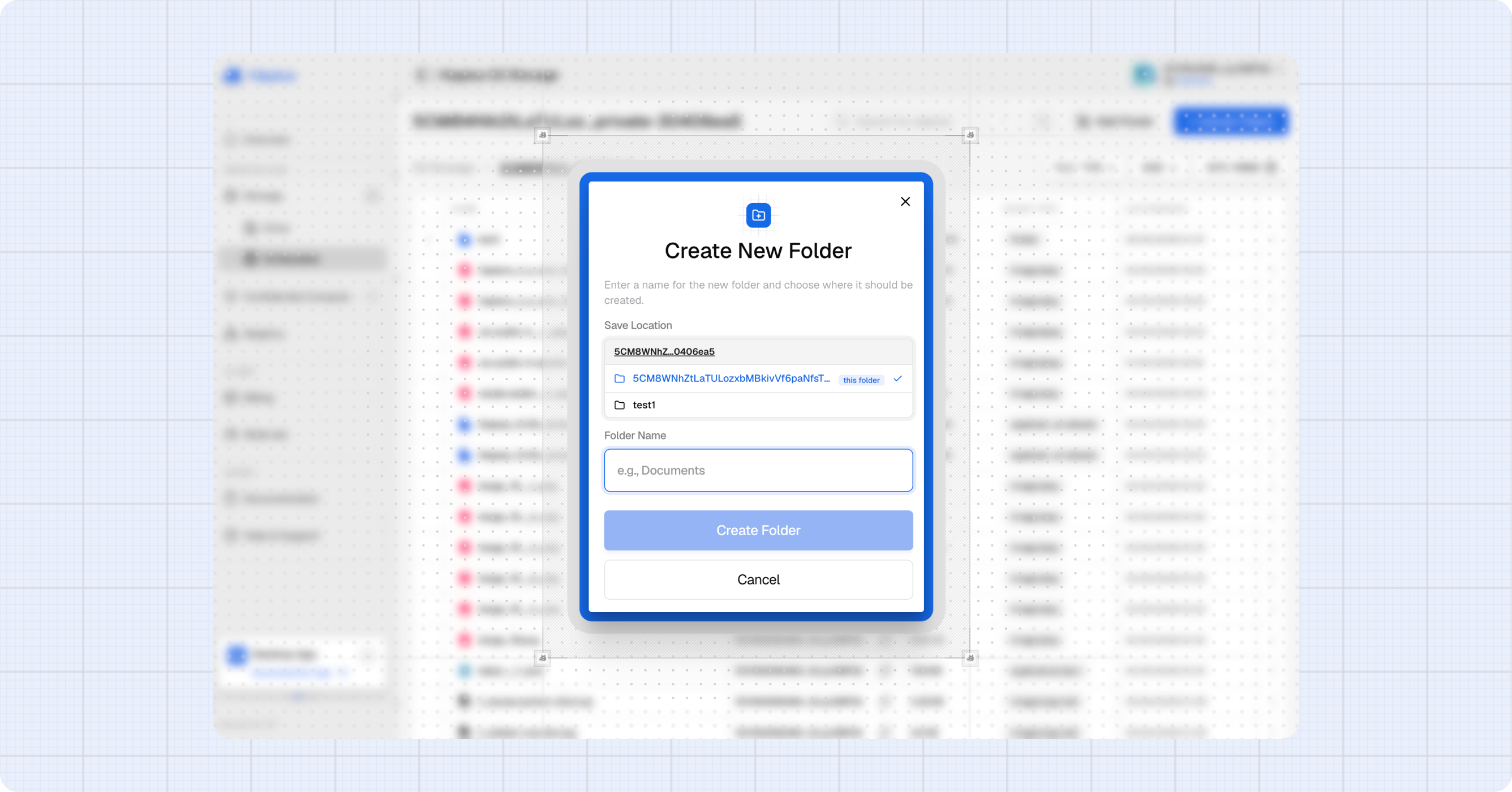 Create folder dialog