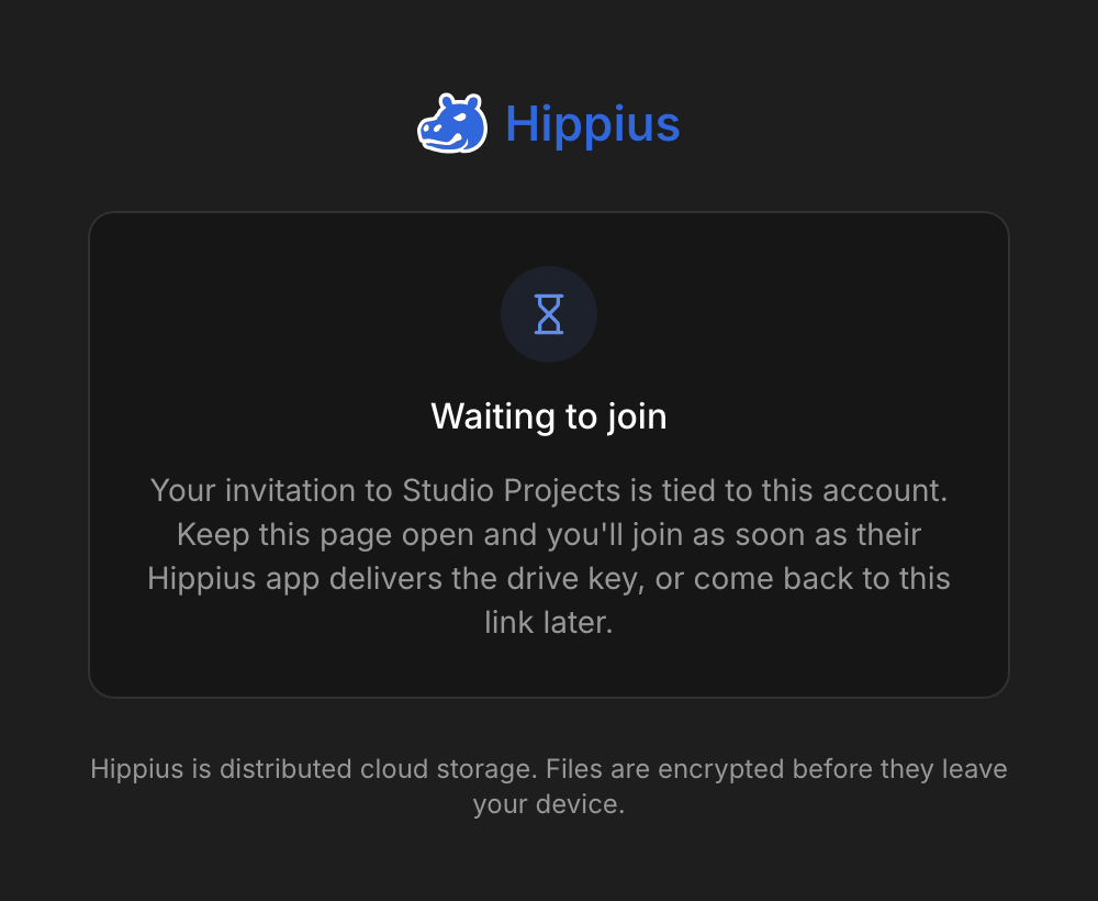 An email invite waiting for the drive key