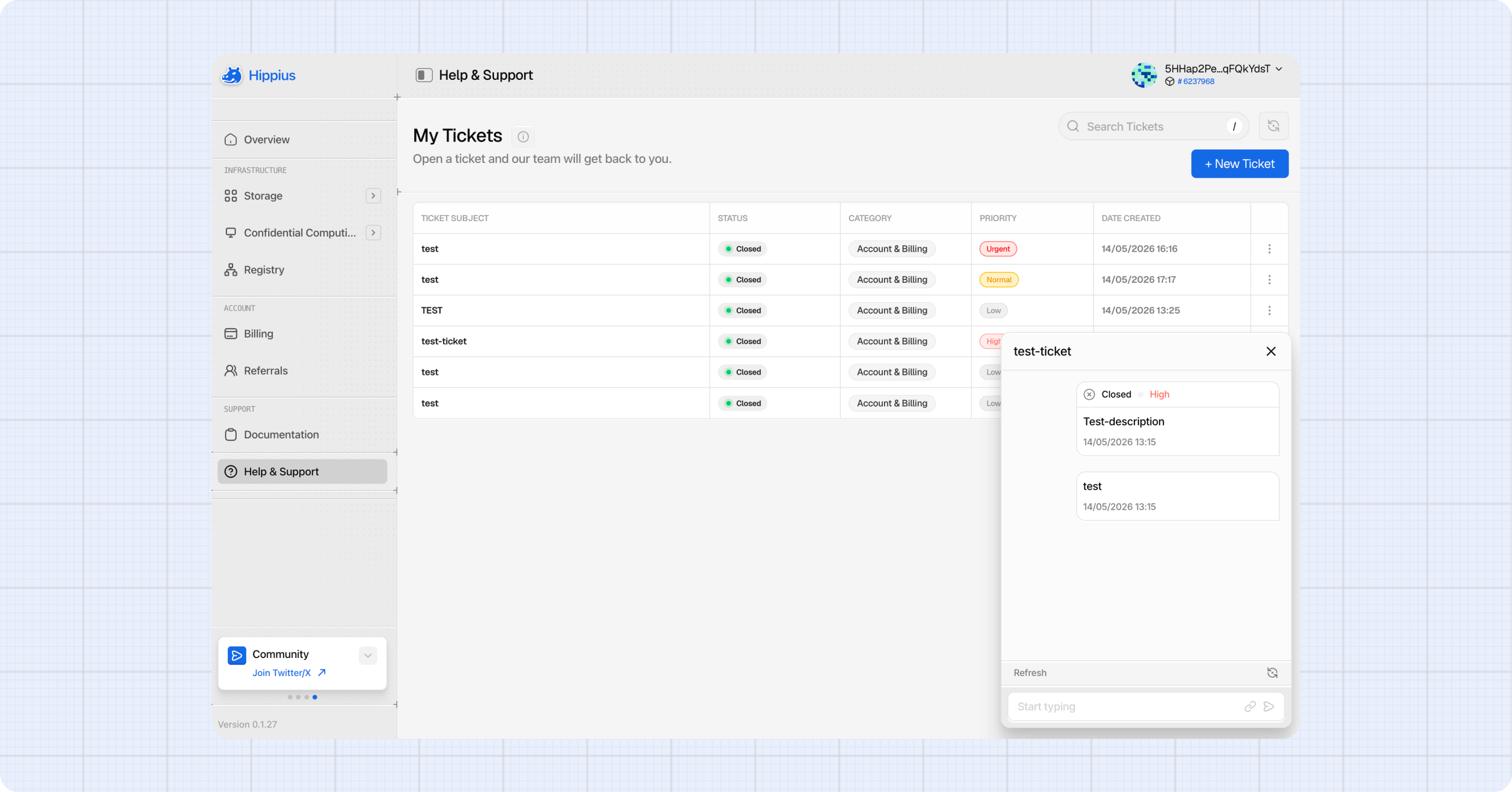 Create ticket modal