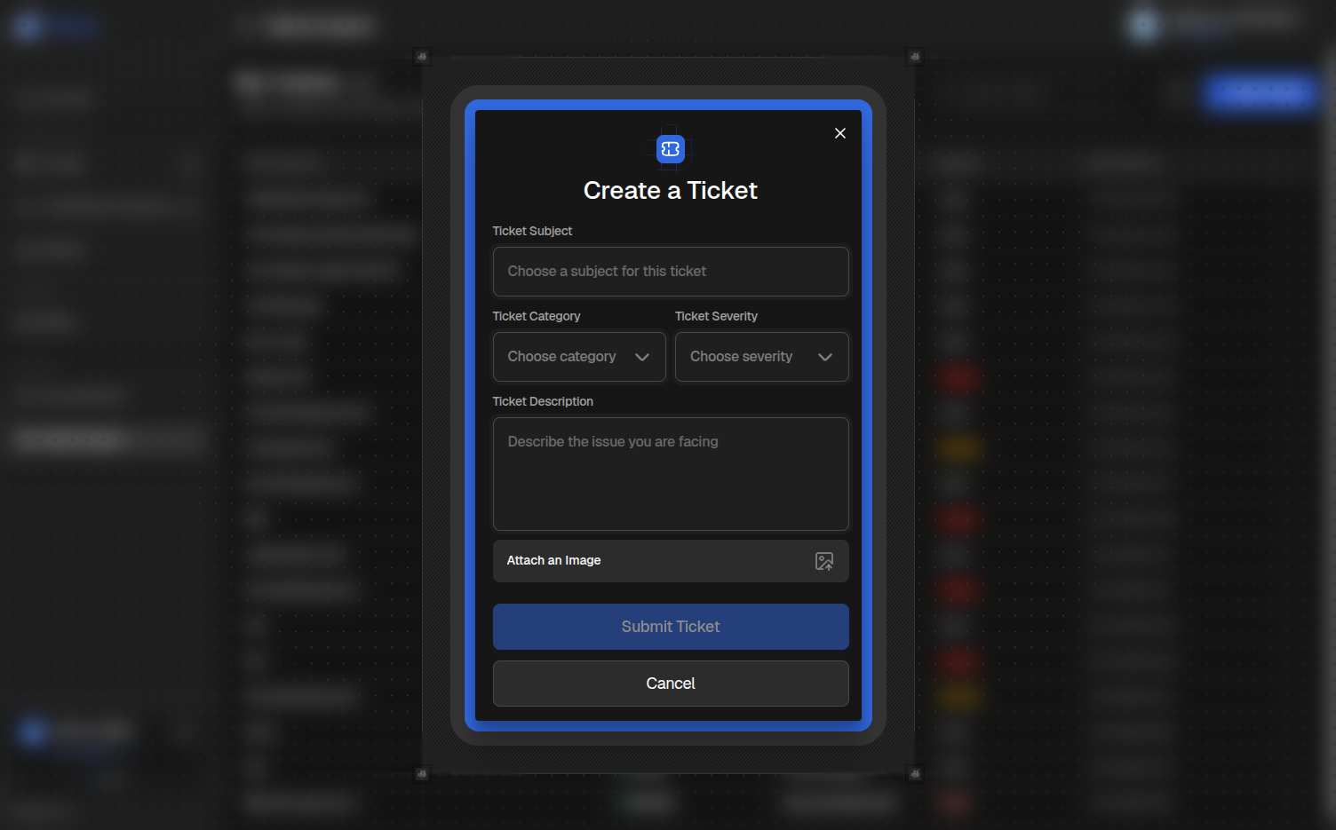 Ticket messages dialog