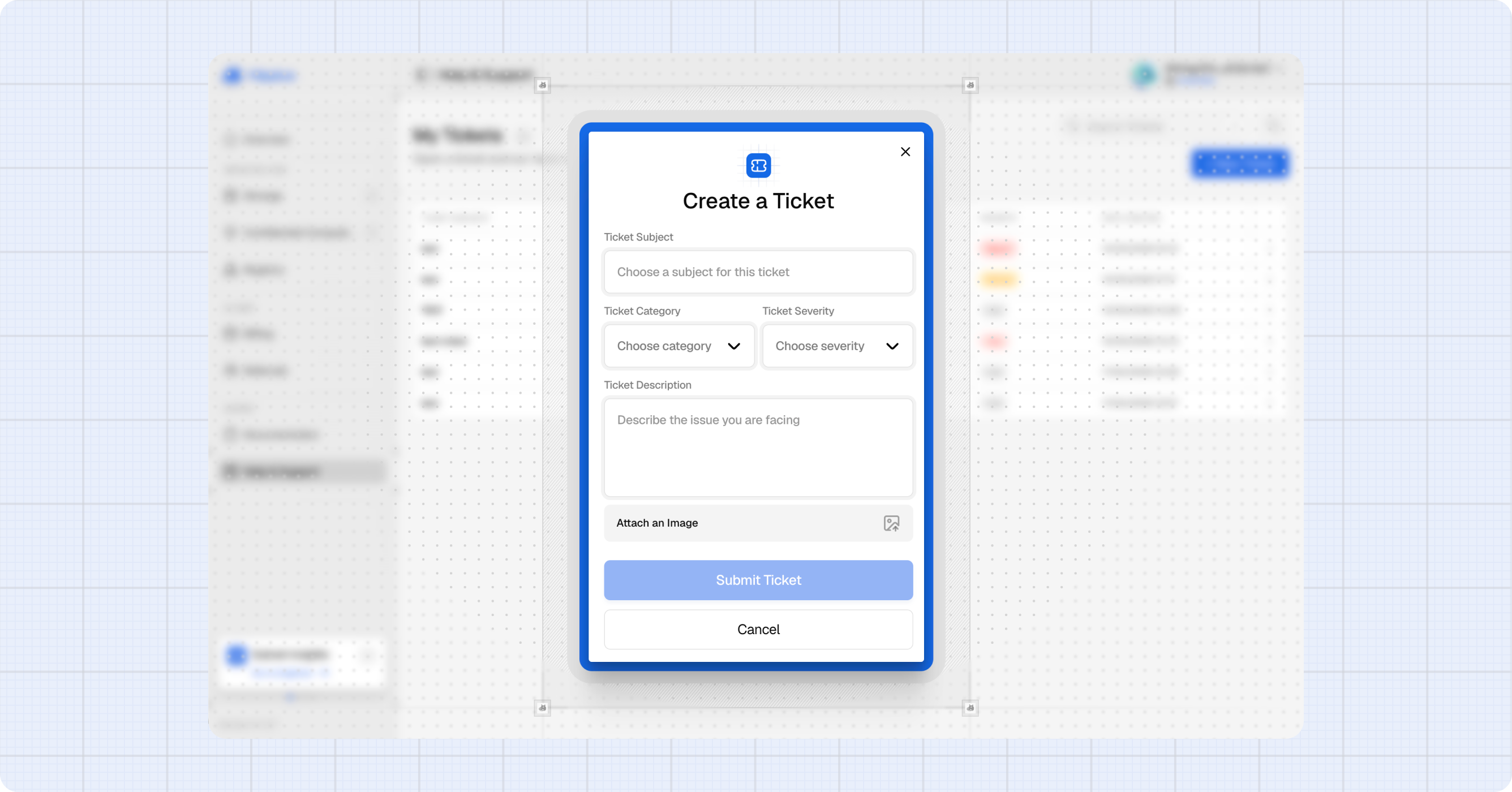 Ticket messages dialog