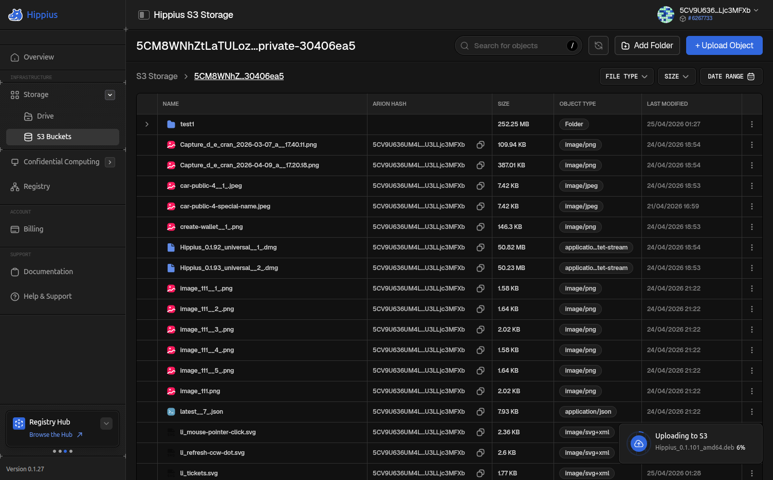 Upload progress widget — expanded