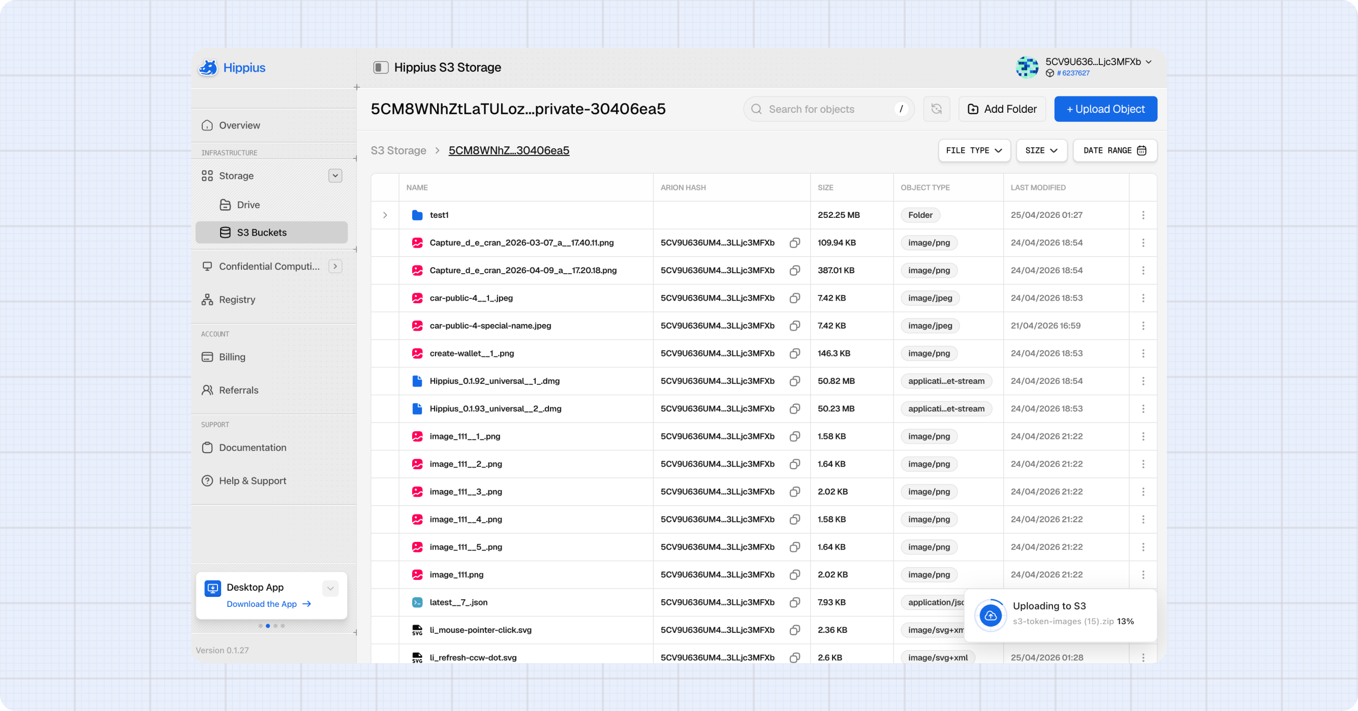 Upload progress widget — expanded