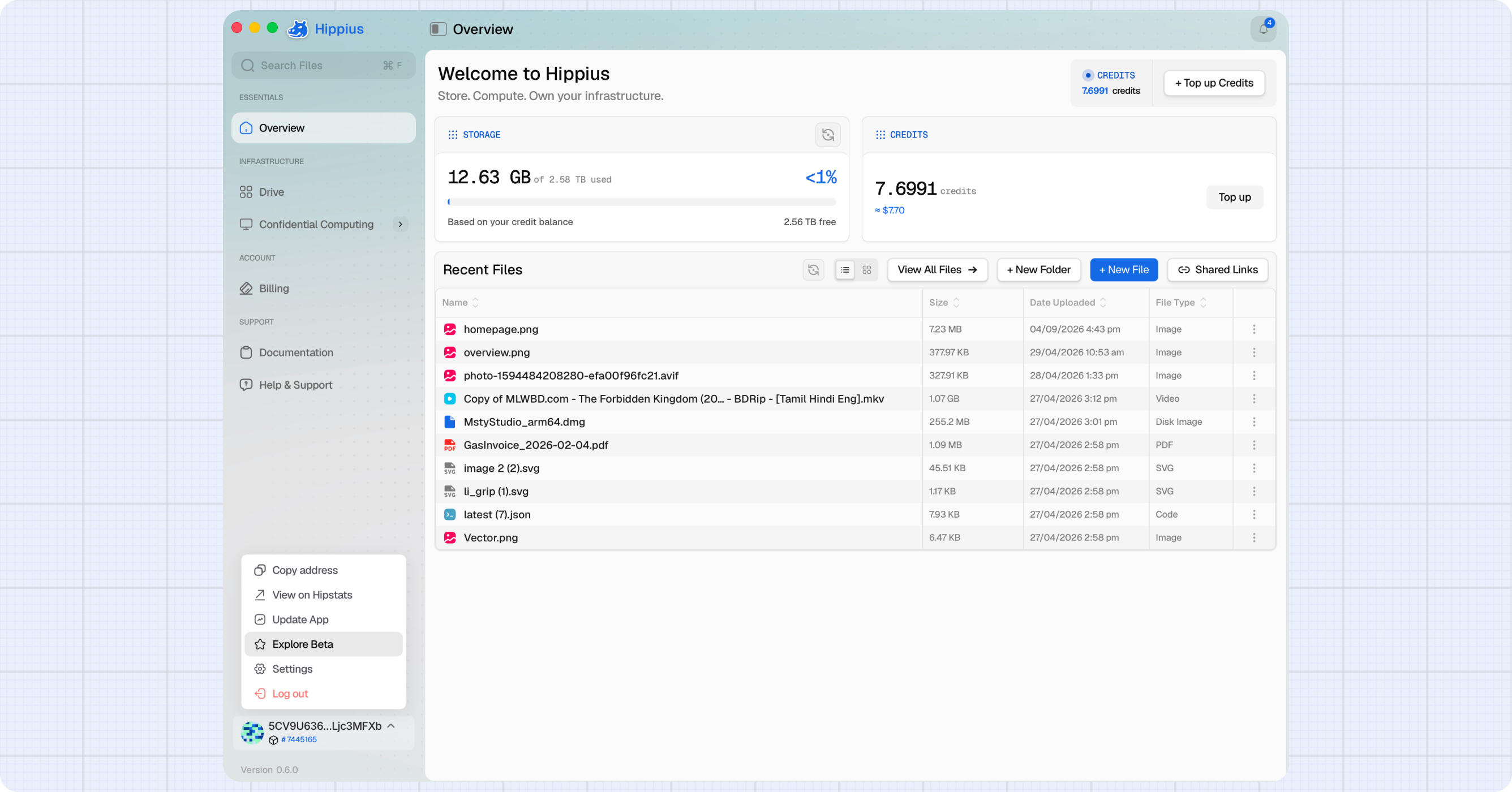 Explore Beta in the address menu