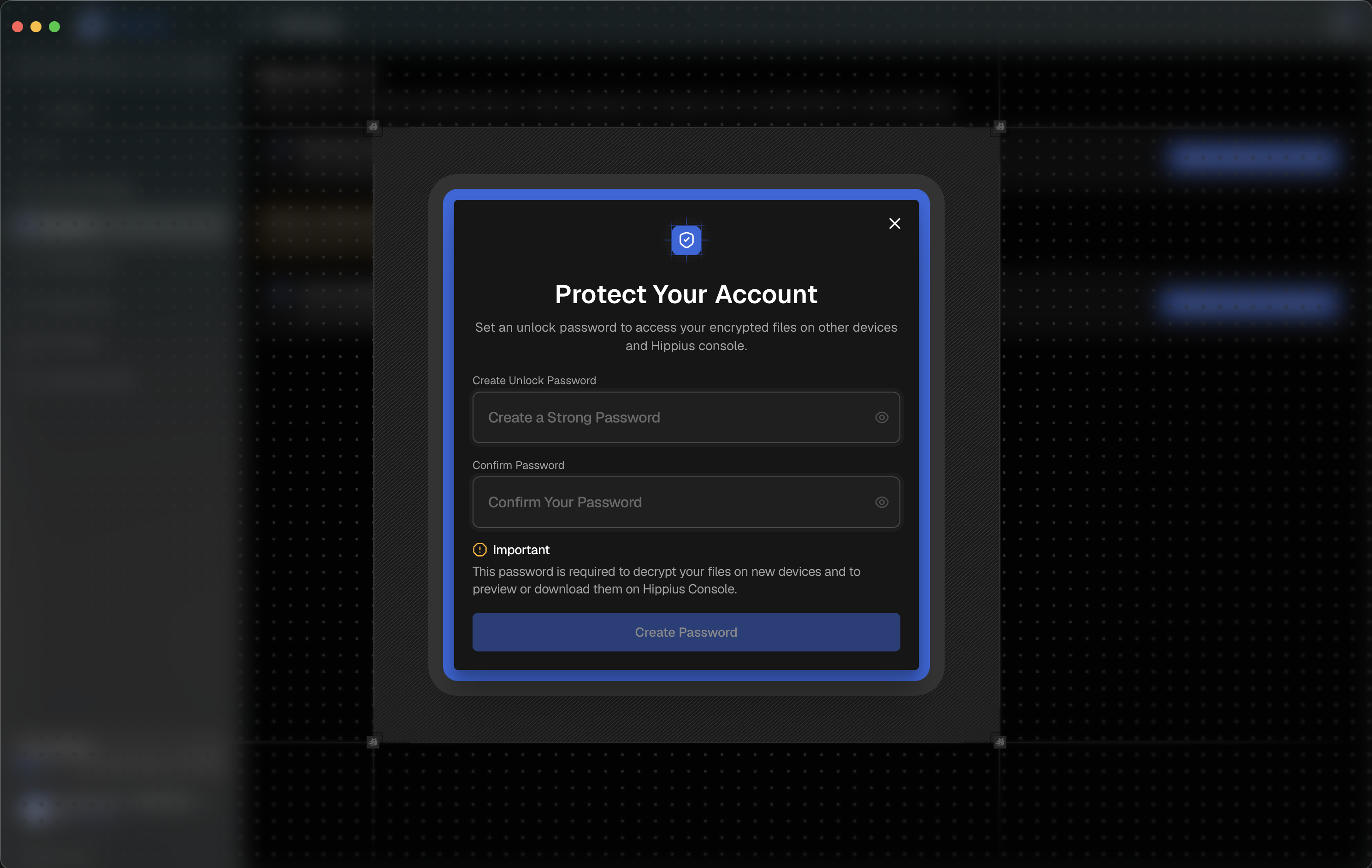 Change unlock password dialog