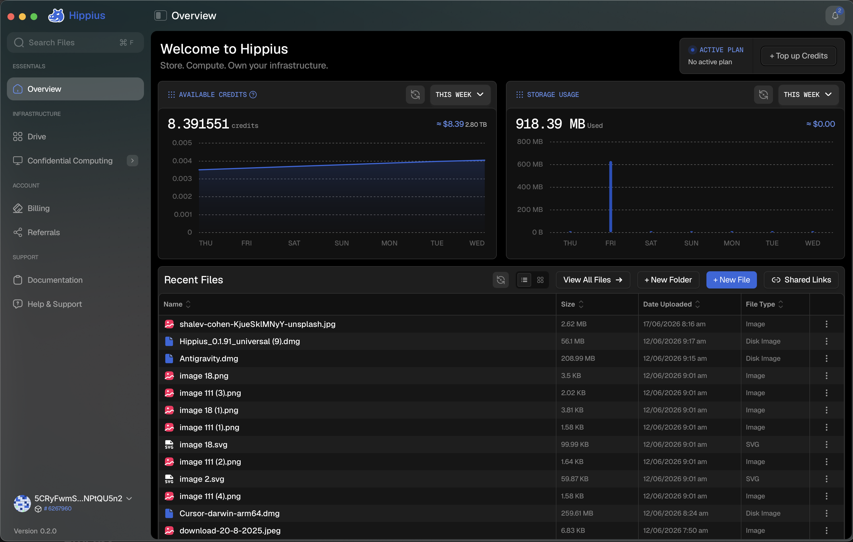 Desktop App Files screen