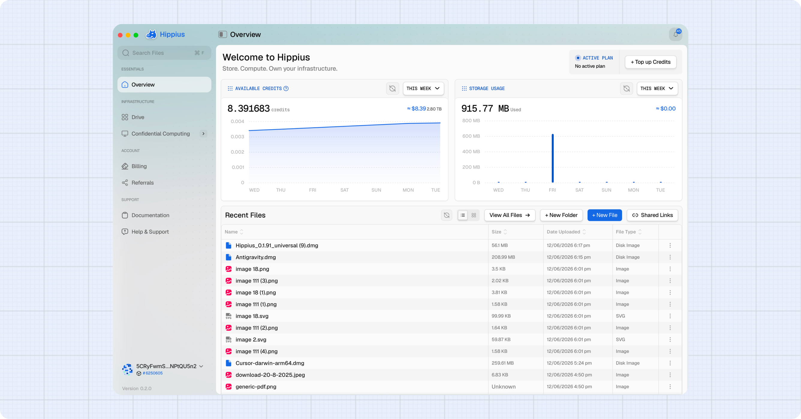 Desktop App Files screen