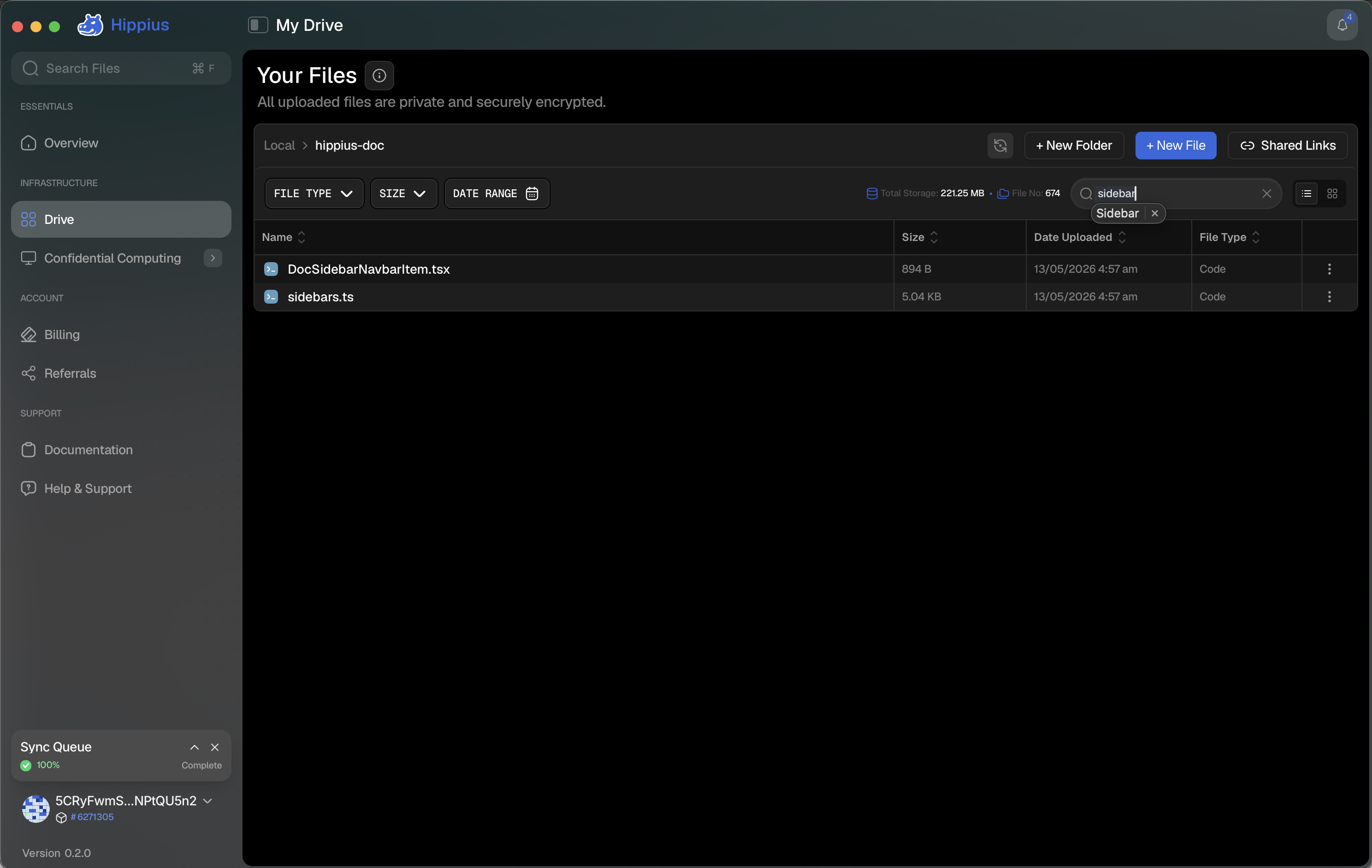 In-folder search on the Drive page
