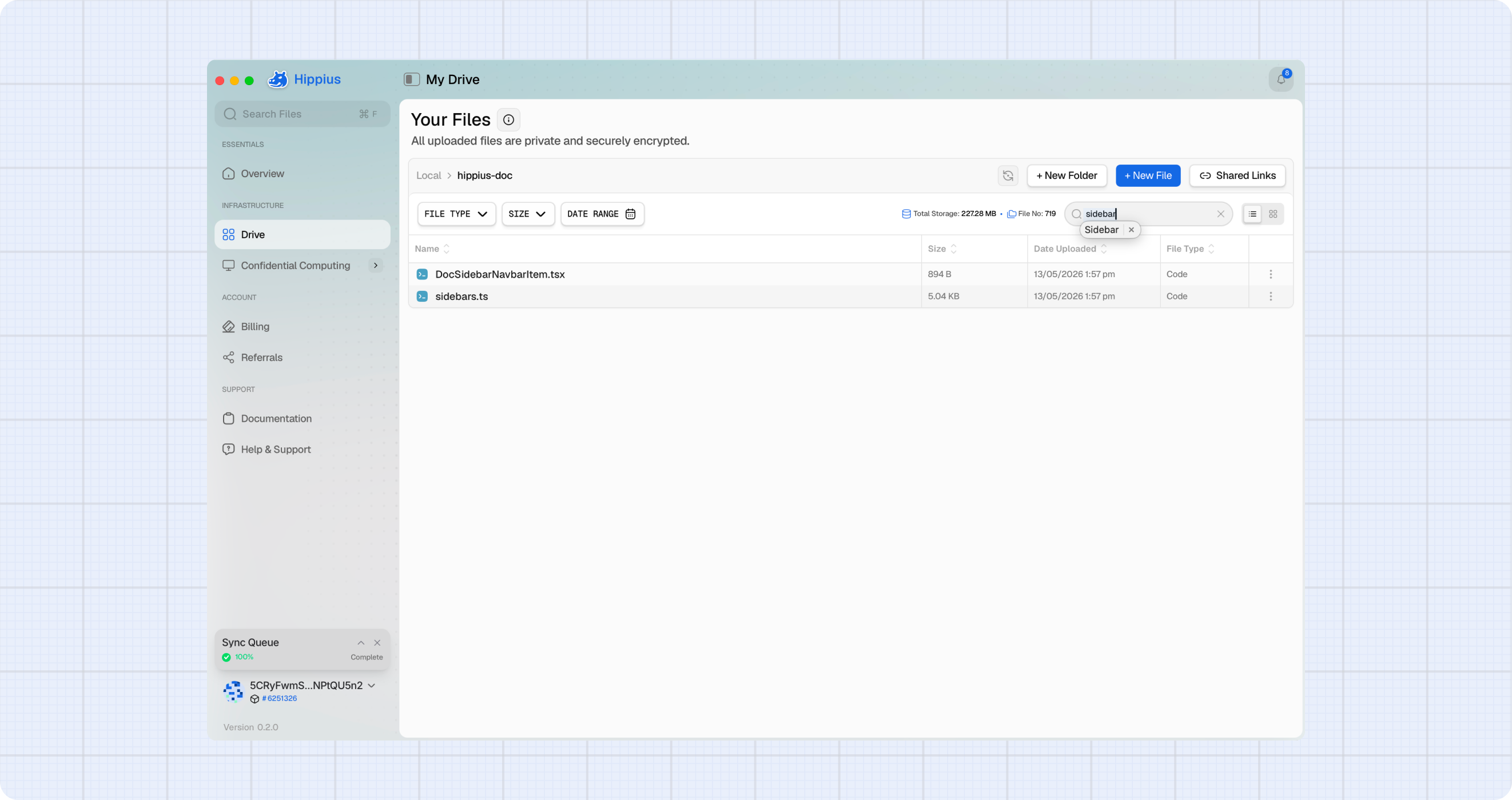 In-folder search on the Drive page