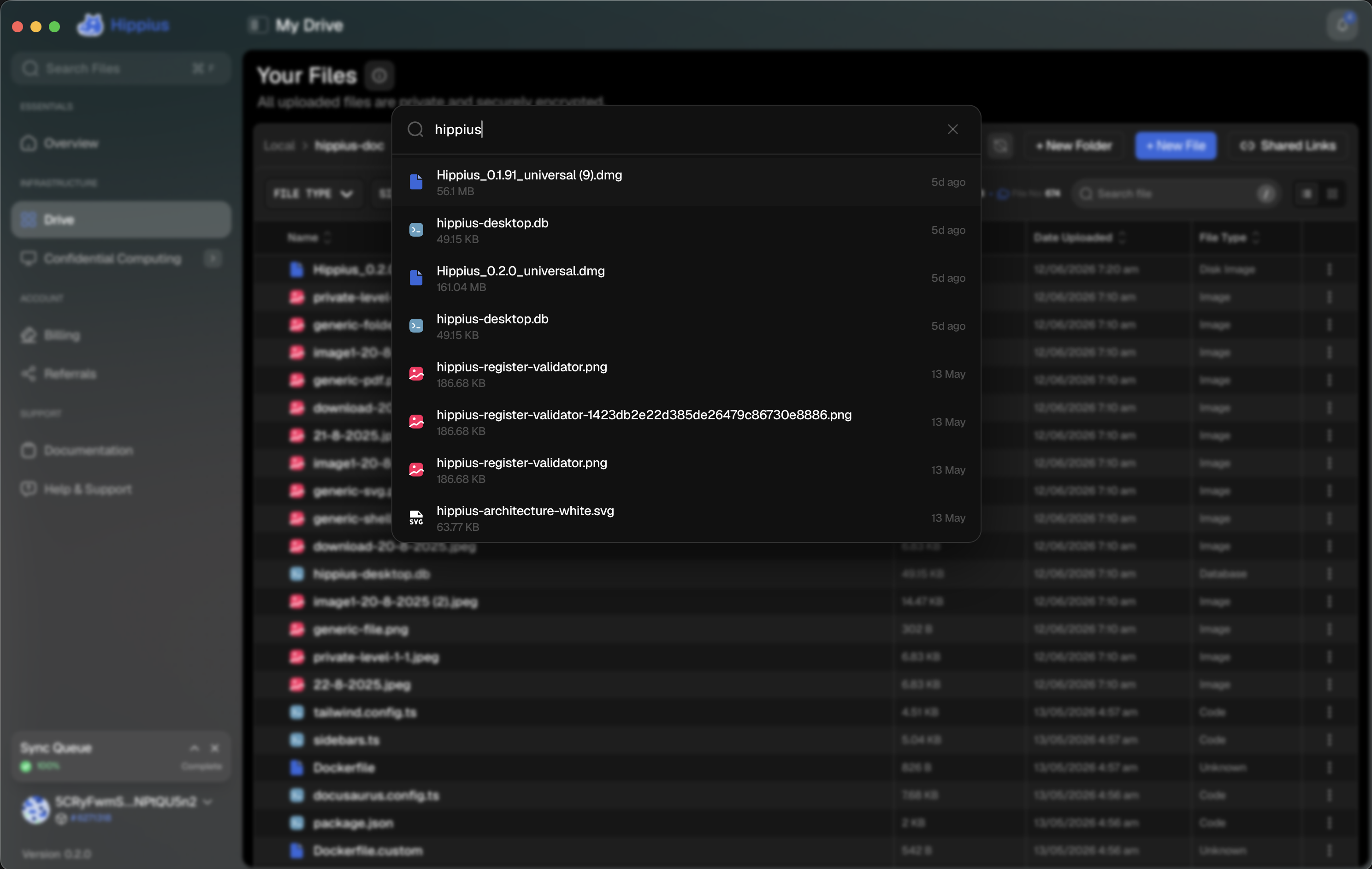 Global search palette opened from the sidebar