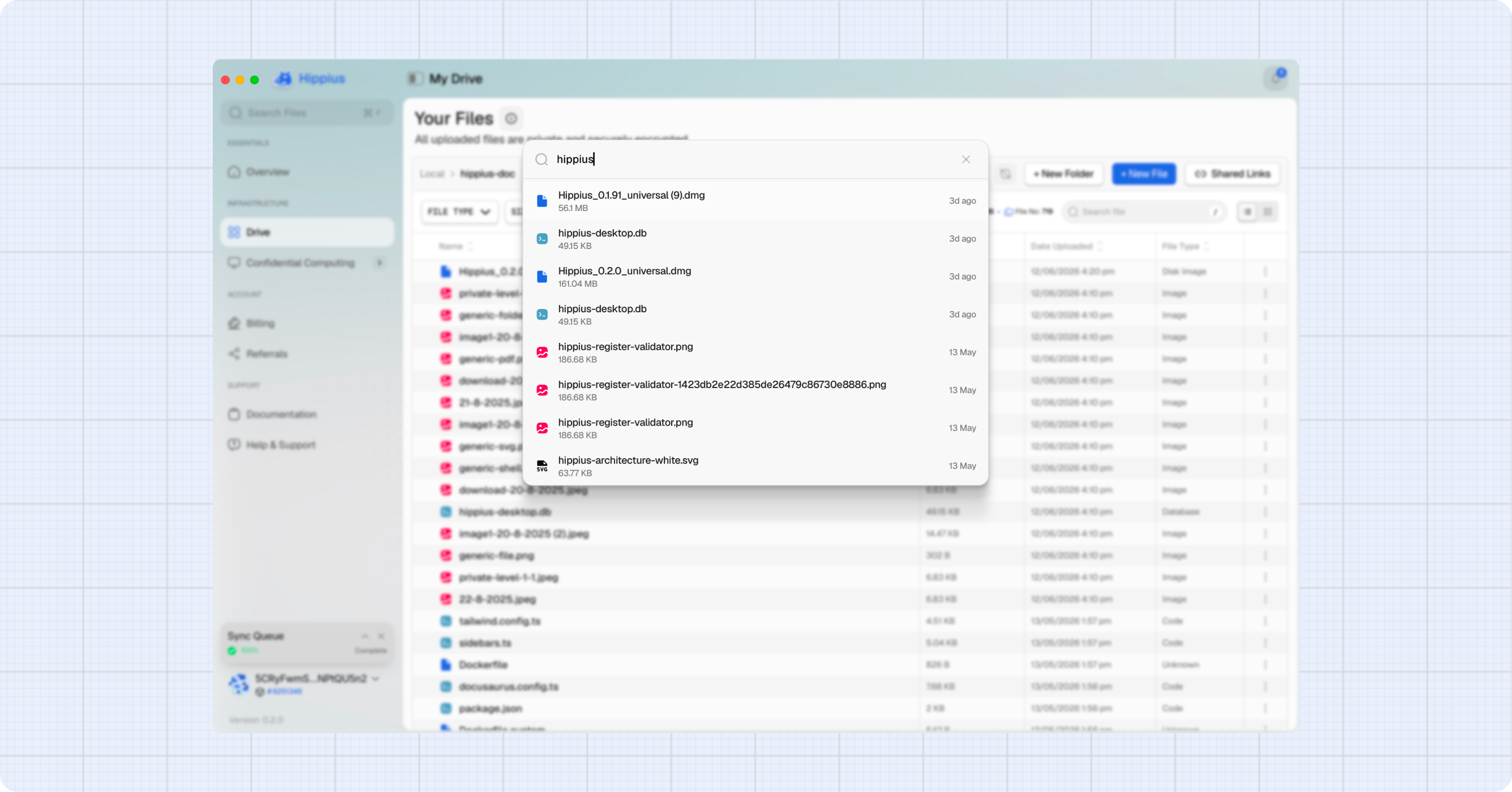 Global search palette opened from the sidebar