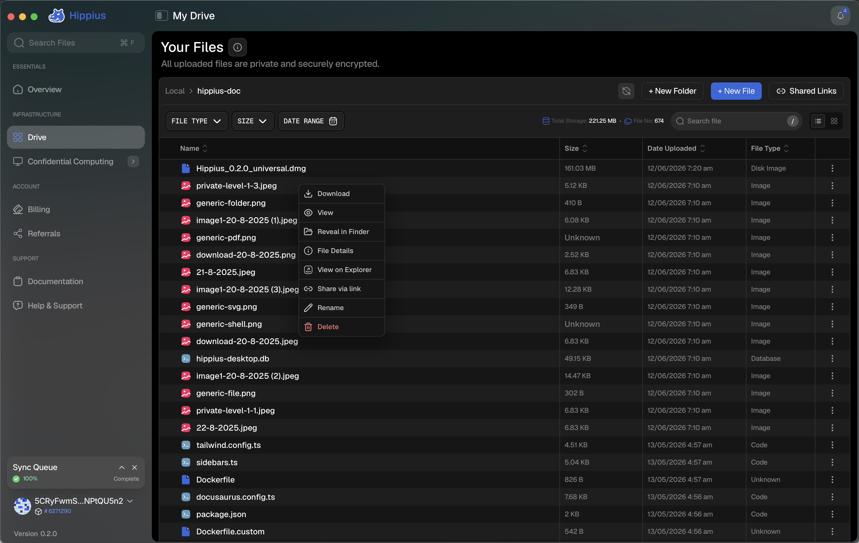 File context menu