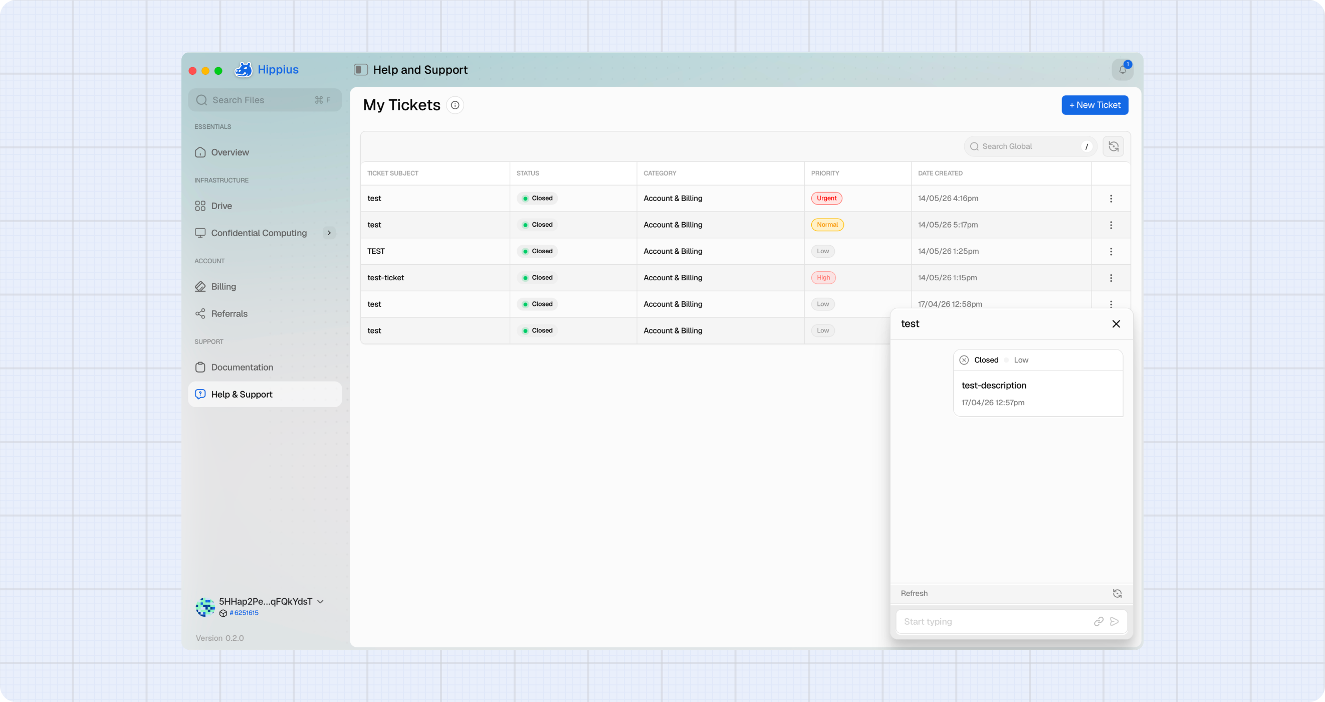 View support ticket messages
