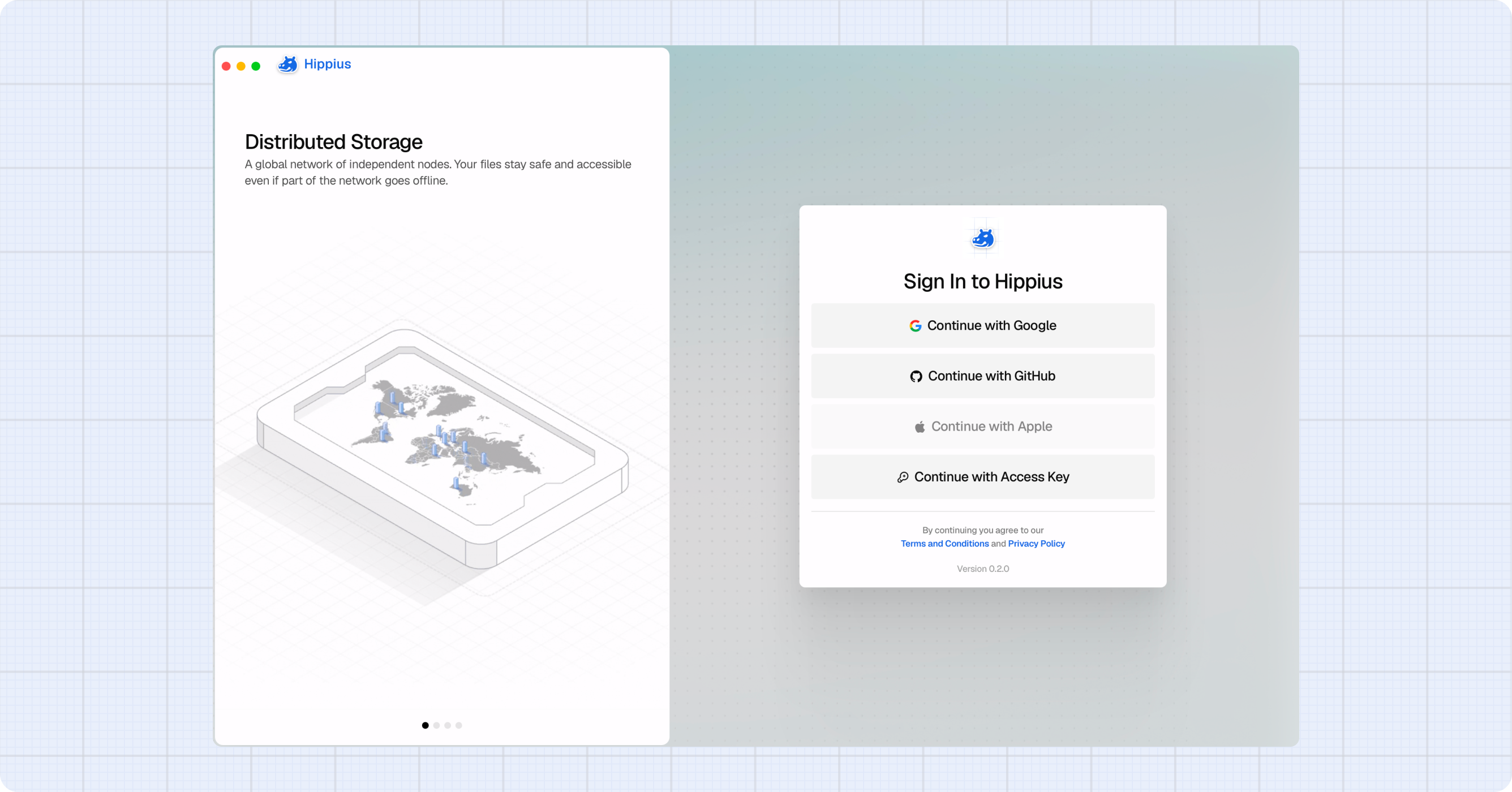 Google, Continue with GitHub, Continue with Apple, and Continue with Access Key Login Screen