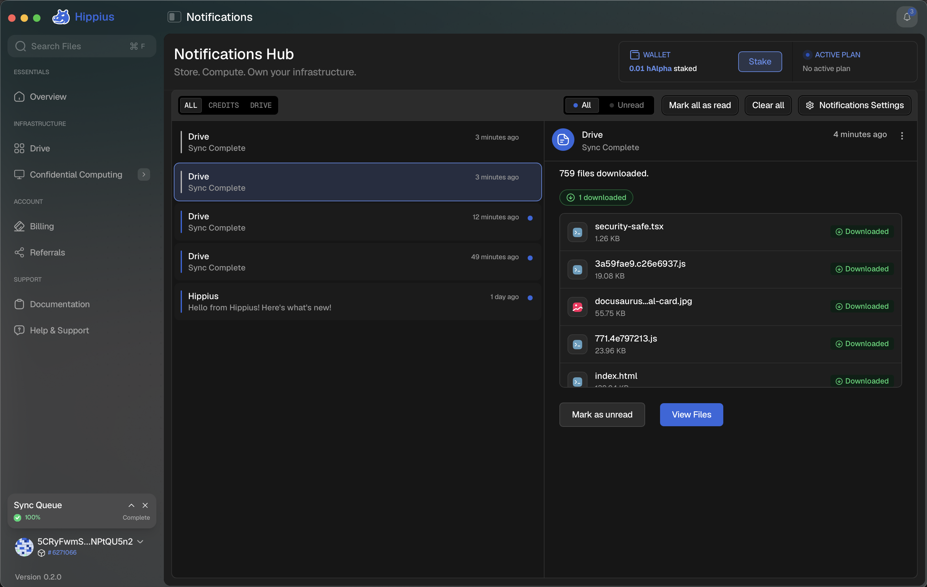 Notification details panel