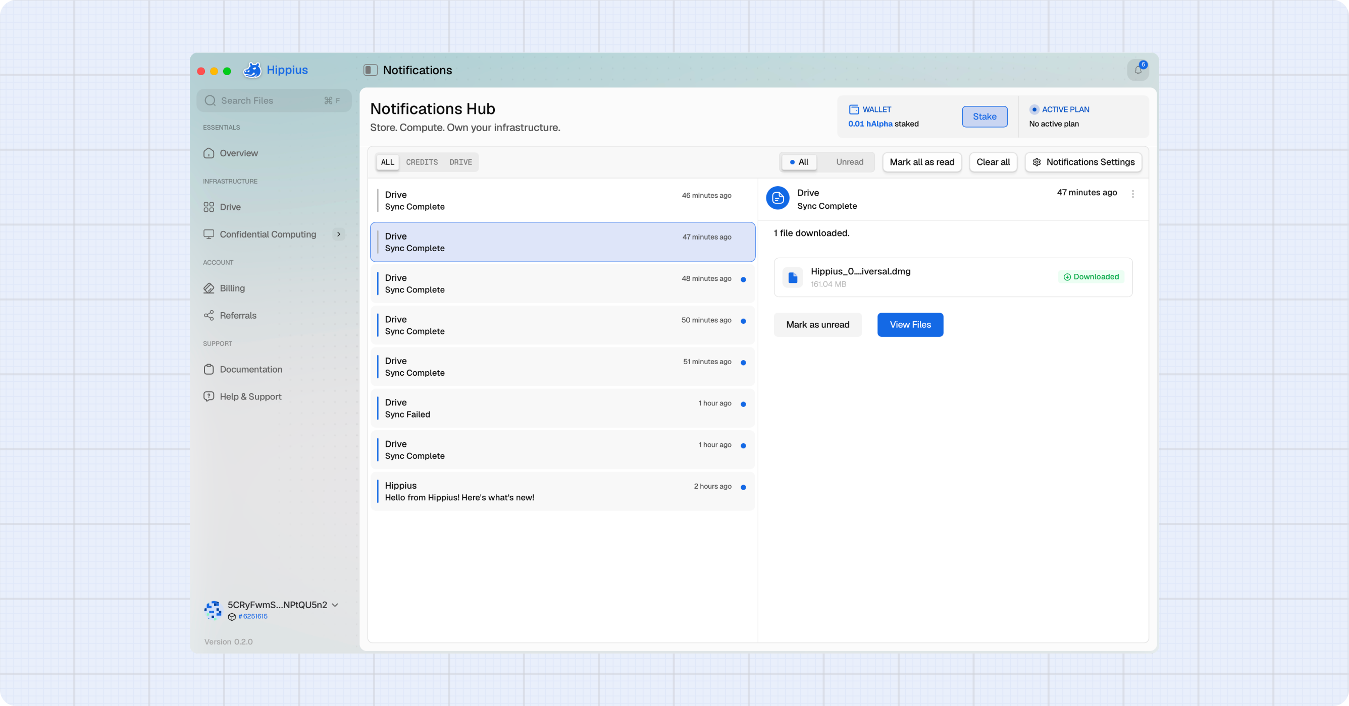 Notification details panel