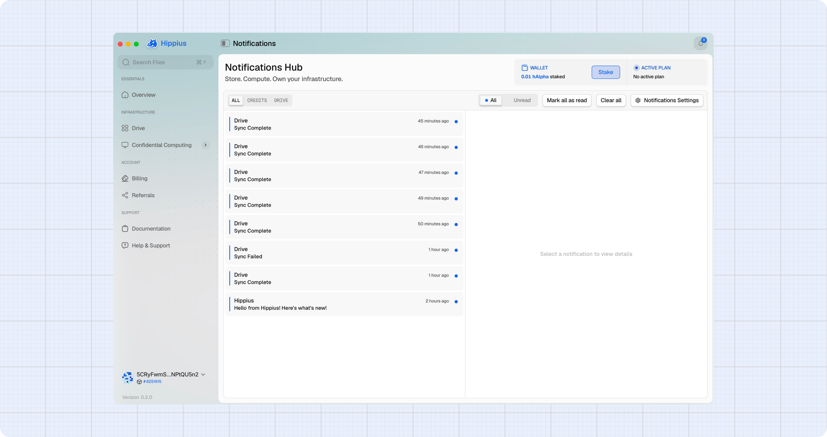 Notifications Hub page