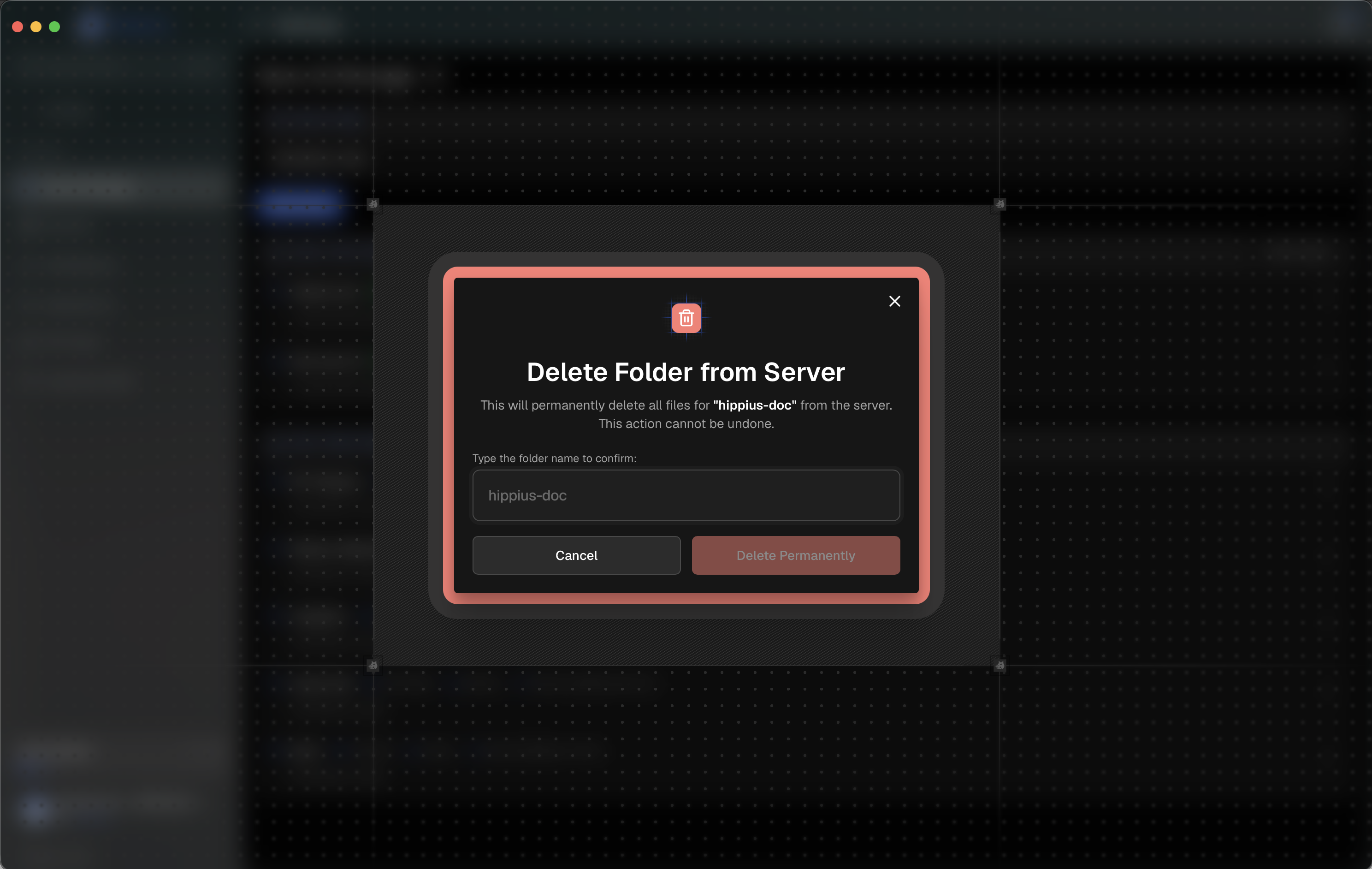 Delete from server confirmation