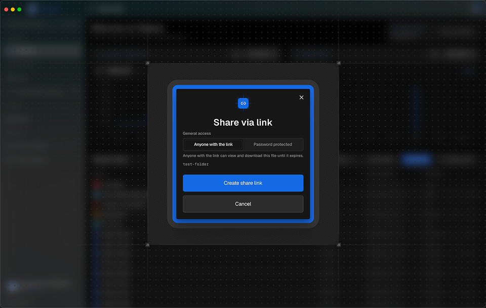 Share access chooser: public or password protected