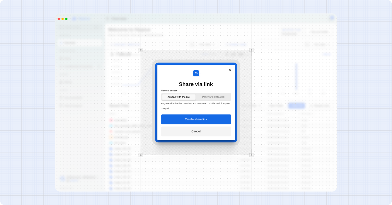 Share access chooser: public or password protected