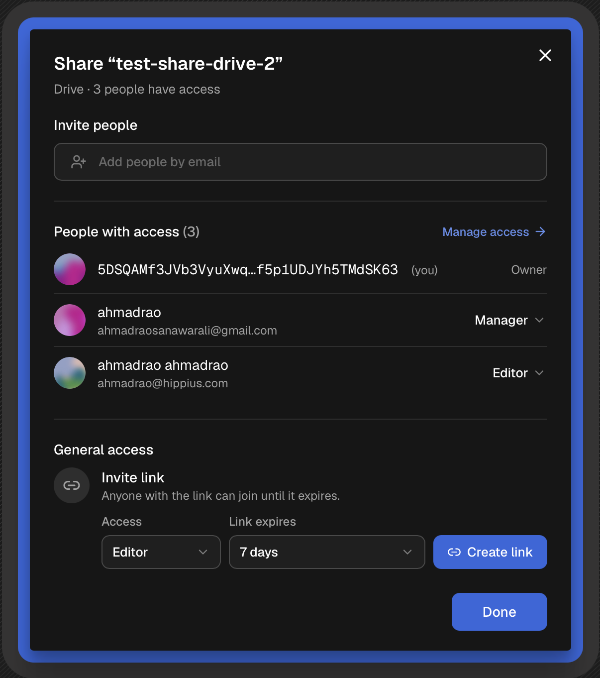 The Share dialog in the desktop app