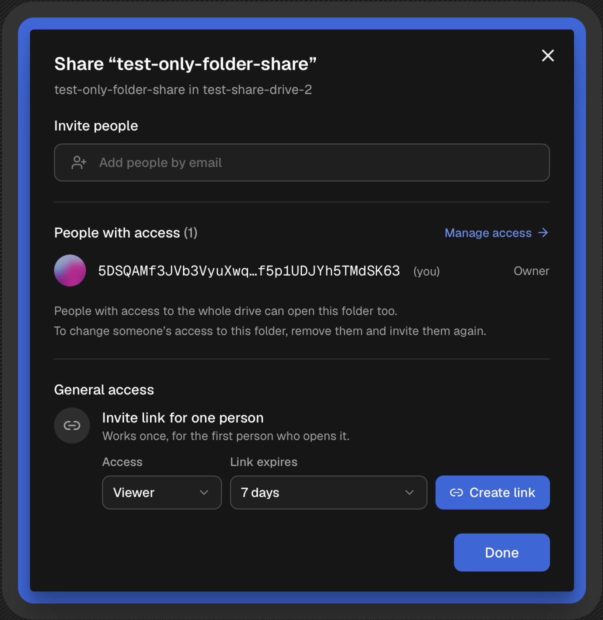 Sharing a single folder from the desktop app