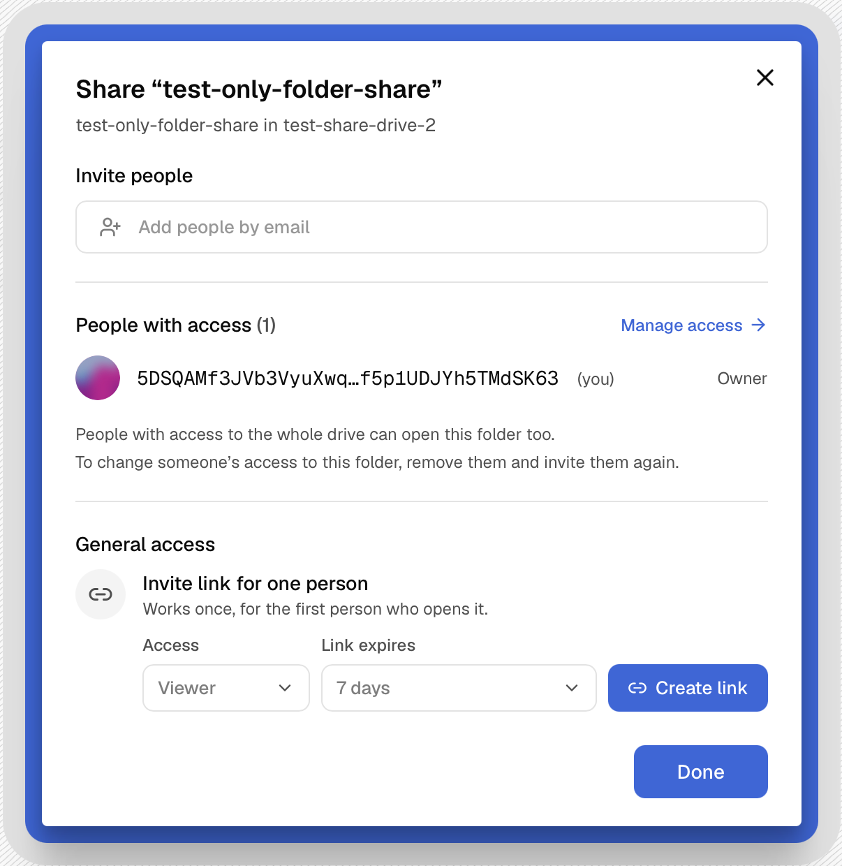 Sharing a single folder from the desktop app