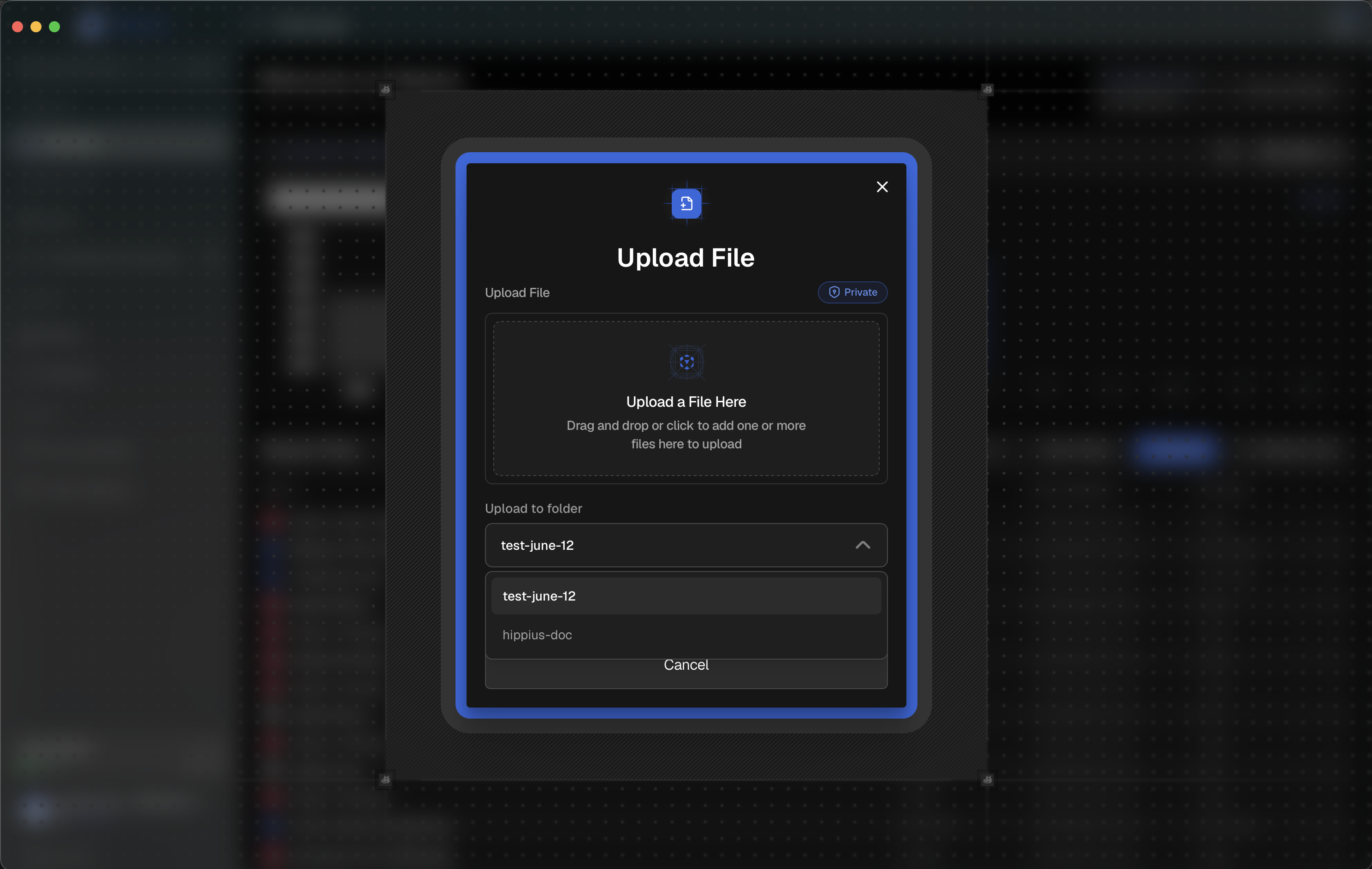 Upload file modal
