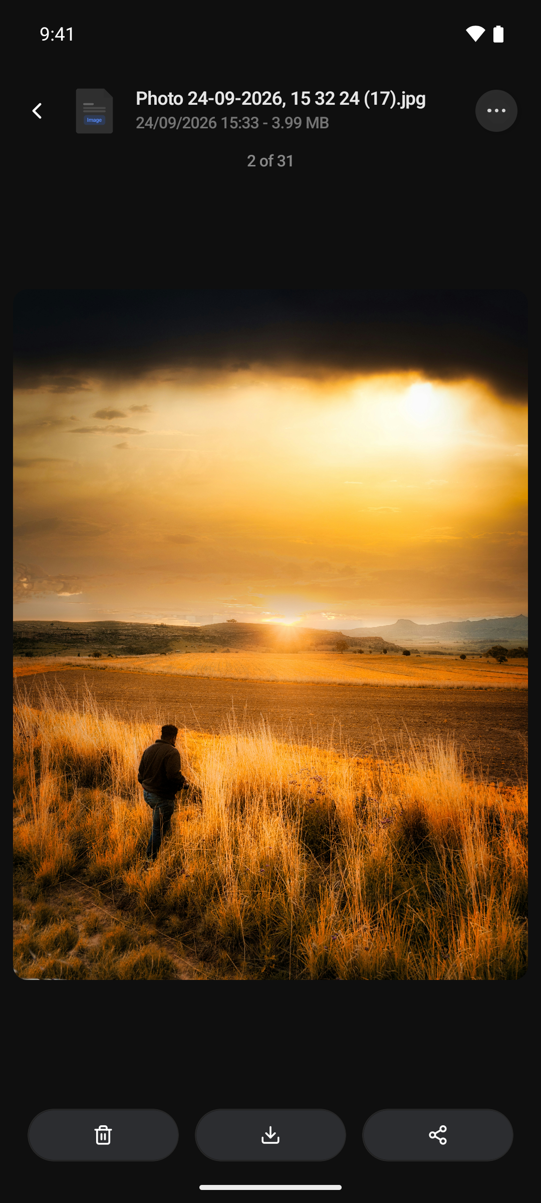 A photo open in the full-screen preview