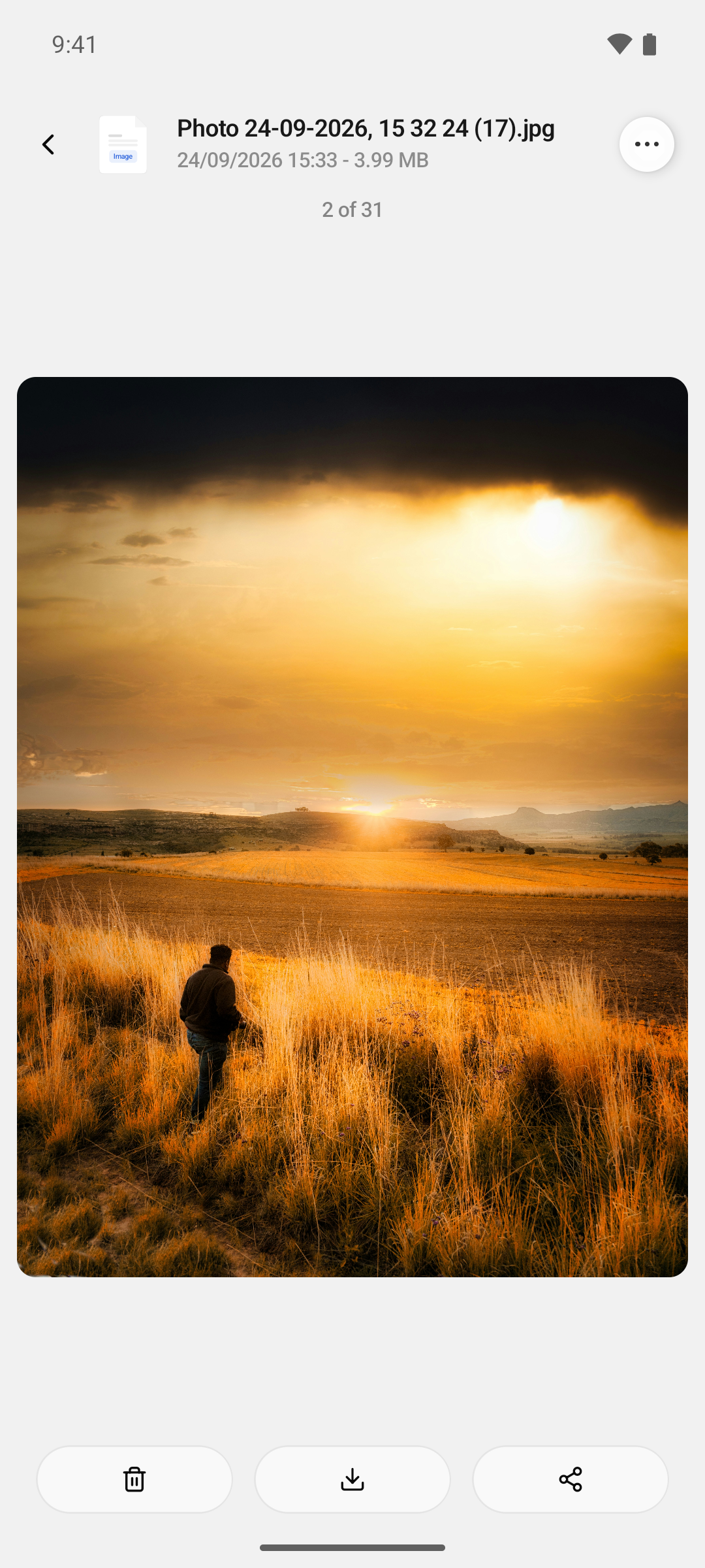 A photo open in the full-screen preview