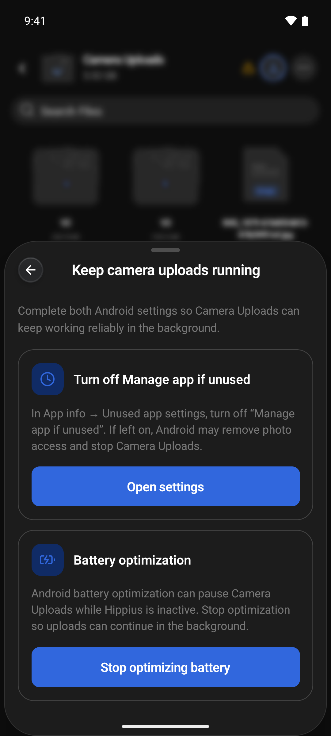The Keep camera uploads running sheet