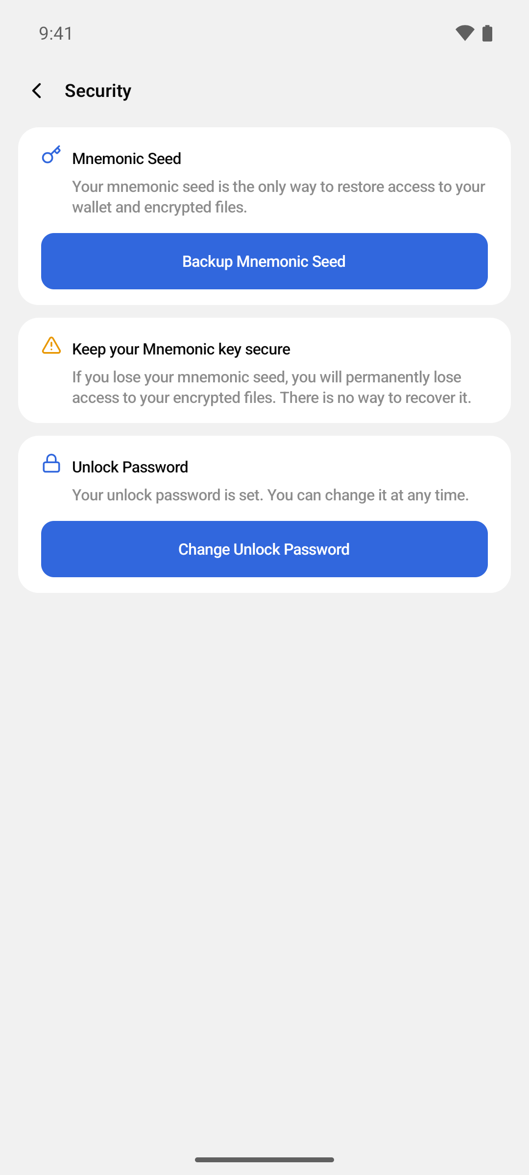 The Security screen